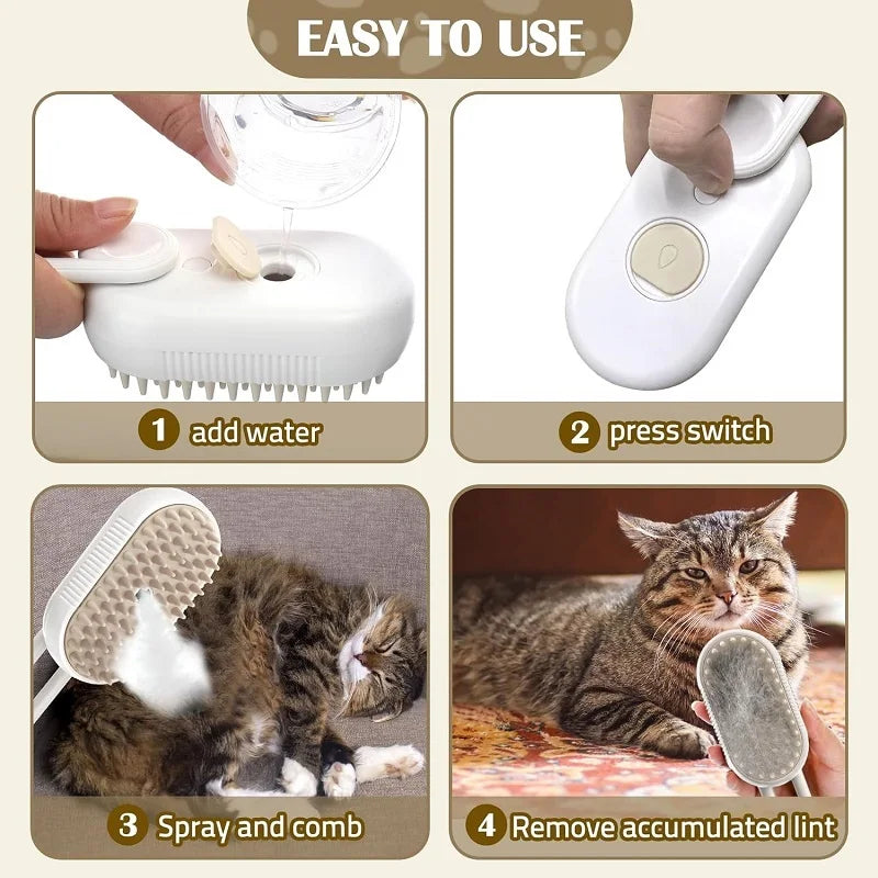 3 in 1 Cat Brush Dog Massager Electric Cleaning Comb Pet Hair Spray Brushes Kitten Puppy Hair Removal Grooming Supplies